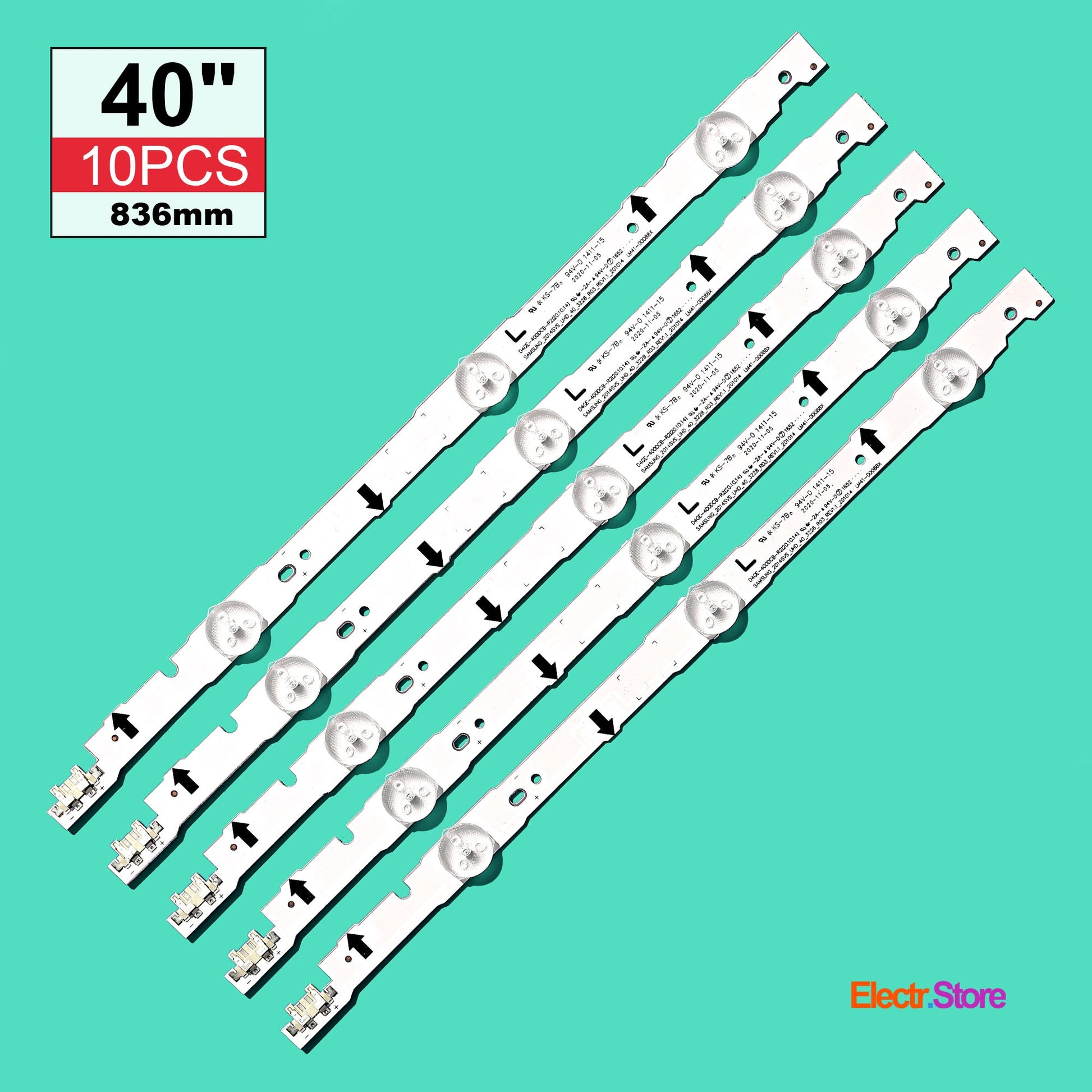 LED Backlight Strip Kits, 2014SVS_UHD_40_3228, BN96-30449A, BN96-30450A, D4GE-400DCA-R2, D4GE-400DCB-R2 (10 pcs/kit), for TV 40" PANEL: CY-GH040HGLV2H, CY-GH040HGLV3H, CY-JGJ040BGLV9H, CY-GH040CSLV1H 2014SVS_UHD_40 40" D4GE-400DCA-R2 D4GE-400DCB-R2 LED Backlights Samsung Electr.Store