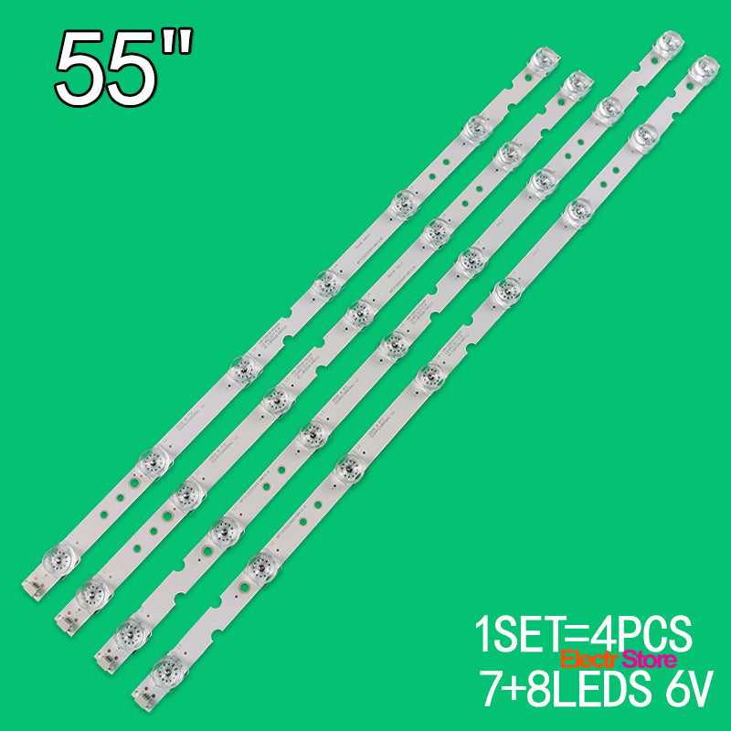LED Backlight Strip Kits, 55HR330M08A2 V2, 55HR330M07B2 V2, 4C-LB5508-HR03J, 4C-LB5507-HR03J (4 pcs/kit), for TV 55" 4C-LB5507-HR03J 4C-LB5508-HR03J 55" 55HR330M07B2 V2 55HR330M08A2 V2 LED Backlights Multi Others TCL THOMSON Electr.Store