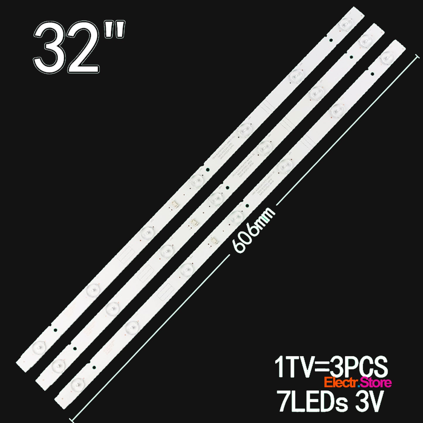LED backlight Strip Kits, 5800-W32001-3P00, 05-20024A-04A, 606MM (3 pcs/kit), for TV 32" 32" 5800-W32001-3P00 5800-W32001-5P00 LED Backlights Skyworth STRONG SRT Electr.Store