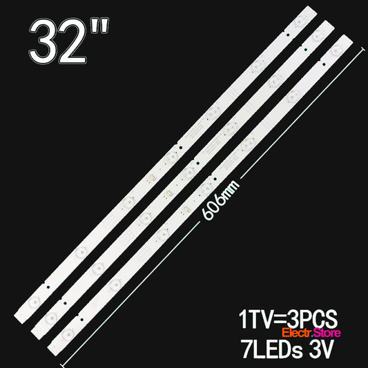 LED backlight Strip Kits, 5800-W32001-3P00, 05-20024A-04A, 606MM (3 pcs/kit), for TV 32" SKYWORTH: 32E3500, 32E360E 32" 5800-W32001-3P00 5800-W32001-5P00 LED Backlights Skyworth STRONG SRT Electr.Store