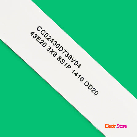 LED Backlight Strip Kits, CC02430D738V08, CC02430D738V04, 43E20_3X8_8S1P_1410_OD20 (3 pcs/kit), for TV 43" Panel: PT430CT02-1, LC430DUY 43" 43E20_3X8_8S1P_1410_OD20 CC02430D738V04 Dexp Konka LED Backlights No Brand Skyline Electr.Store