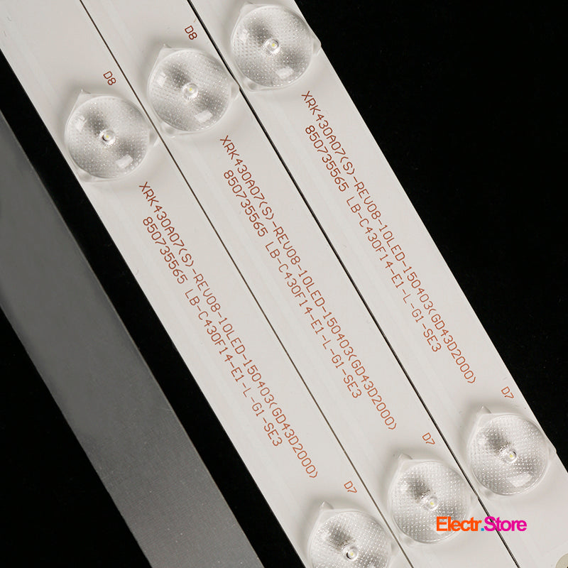 LED backlight Strip Kits SVJ430A07, GD43D2000, LB-C430F14-E1-L-G1-SE3 (4 pcs/kit), for TV 43", 43" Hitachi LB-C430F14-E1-L-G1-SE3 LED Backlights No Brand SANYO Electr.Store