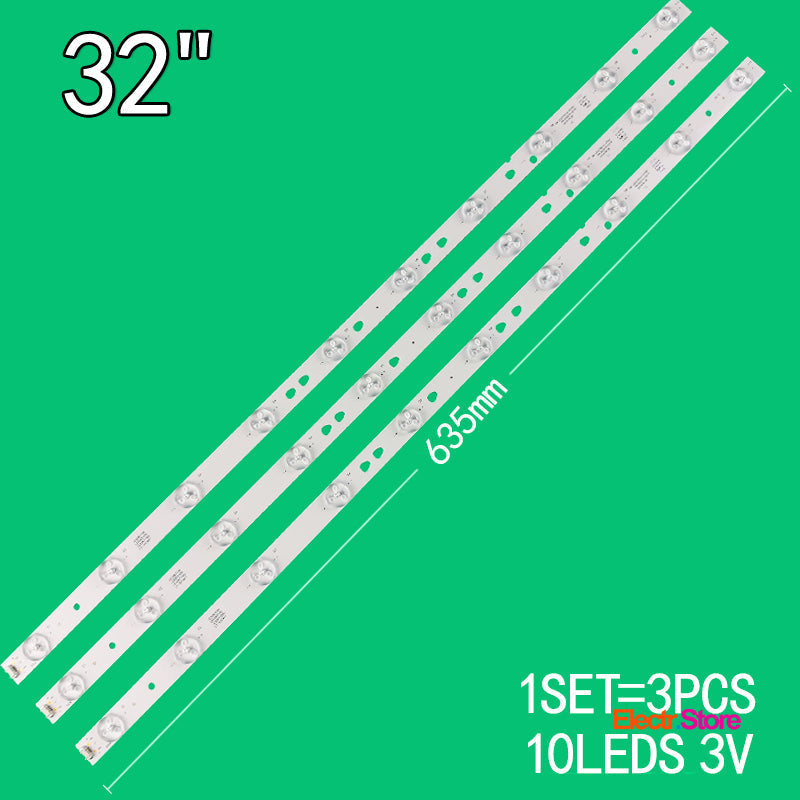 LED Backlight Strip Kits, LED315D10-07(B), 30331510219 (3 pcs/kit), for TV 32" Haier: LED32F3000W, LE32B310G, LE32B310N, LE32A7100L, LE32A31, LE32B510 30331510219 32" CABELTECH Haier JVC Kruger&Matz LED Backlights LED315D10-07(B) Multi Mystery Others PHILIPS SANYO SLE TCL Telefunken Vivax Electr.Store