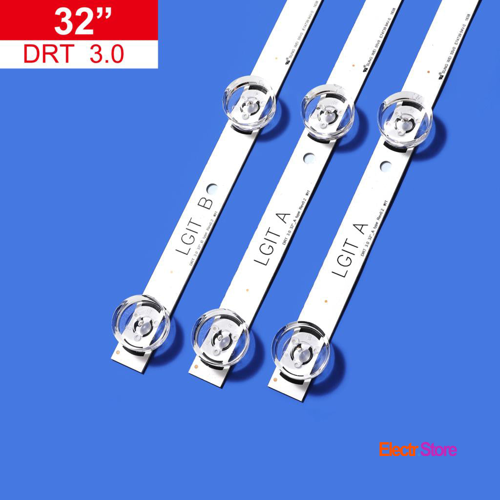 LED Backlight Strip Kits, Innotek DRT 3.0 32"_A/B-Type, AGF78399801, 6916L-1974A/6916L-1975A (3 pcs/kit), for TV 32" 32" DRT 3.0 DRT 3.0 32" LED Backlights LG Electr.Store