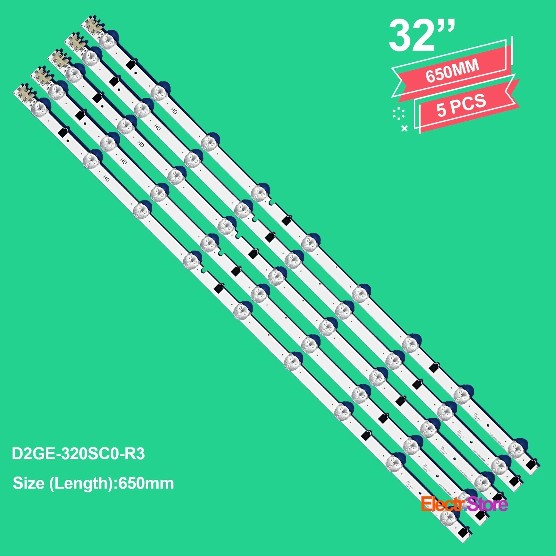 LED Backlight Strip Kits, 2013SVS32F, 2013SVS32H, BN96-28489A, BN96-25300A, BN96-25299A, D2GE-320SC0-R3 (5 pcs/kit), for TV 32" SAMSUNG: UE32F5070, UE32F6270, UE32F4570, UE32F5370 32" D2GE-320SC0-R3 LED Backlights Samsung Electr.Store