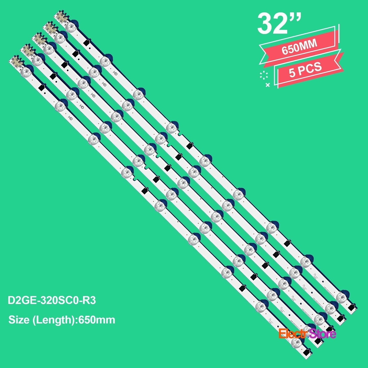 LED Backlight Strip Kits, 2013SVS32F, 2013SVS32H, BN96-28489A, BN96-25300A, BN96-25299A, D2GE-320SC0-R3 (5 pcs/kit), for TV 32" SAMSUNG: UE32F5070, UE32F6270, UE32F4570, UE32F5300 32" D2GE-320SC0-R3 LED Backlights Samsung Electr.Store