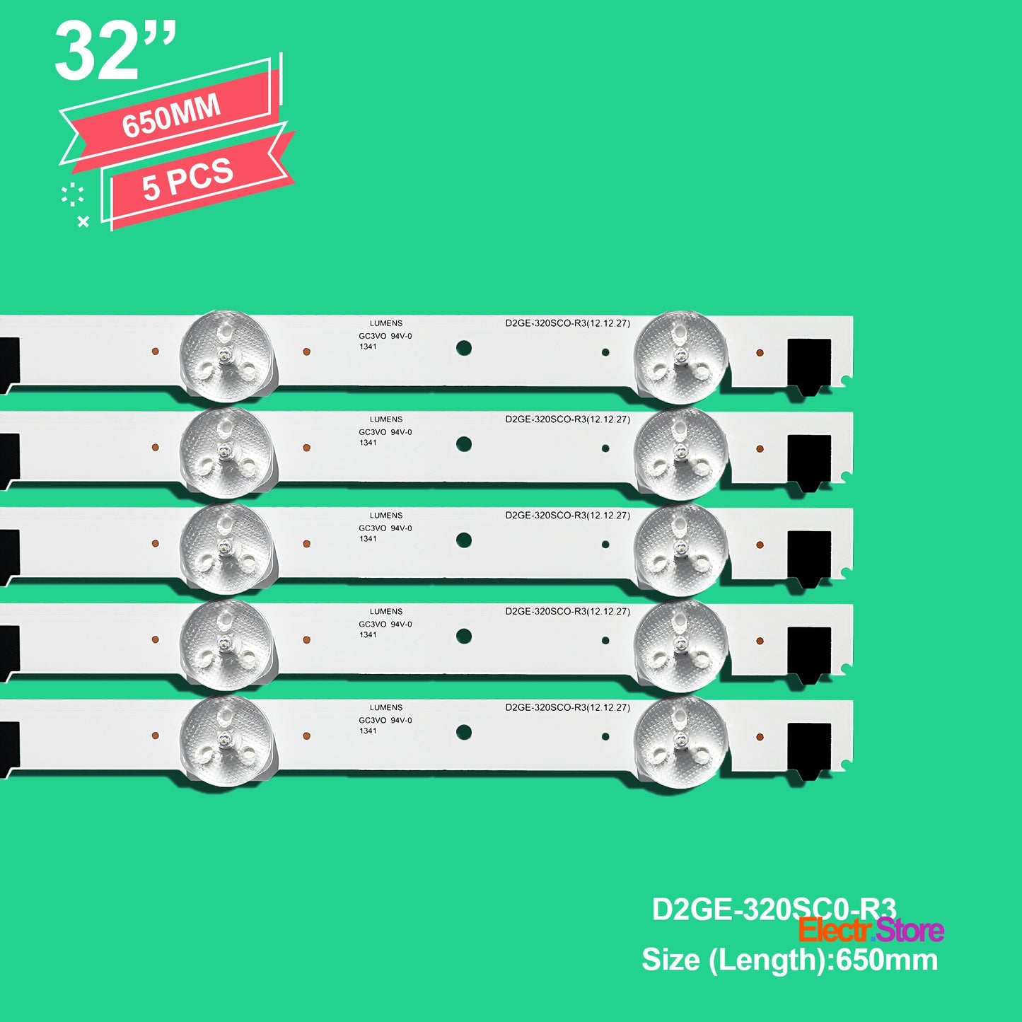 LED Backlight Strip Kits, 2013SVS32F, 2013SVS32H, BN96-28489A, BN96-25300A, BN96-25299A, D2GE-320SC0-R3 (5 pcs/kit), for TV 32" PANEL: CYHF320BGLV1H, CYHF320BGLV2H, CY-HF320CSLV1H, HF320AGH-C1, HF320AGH-R1 32" D2GE-320SC0-R3 LED Backlights Samsung Electr.Store