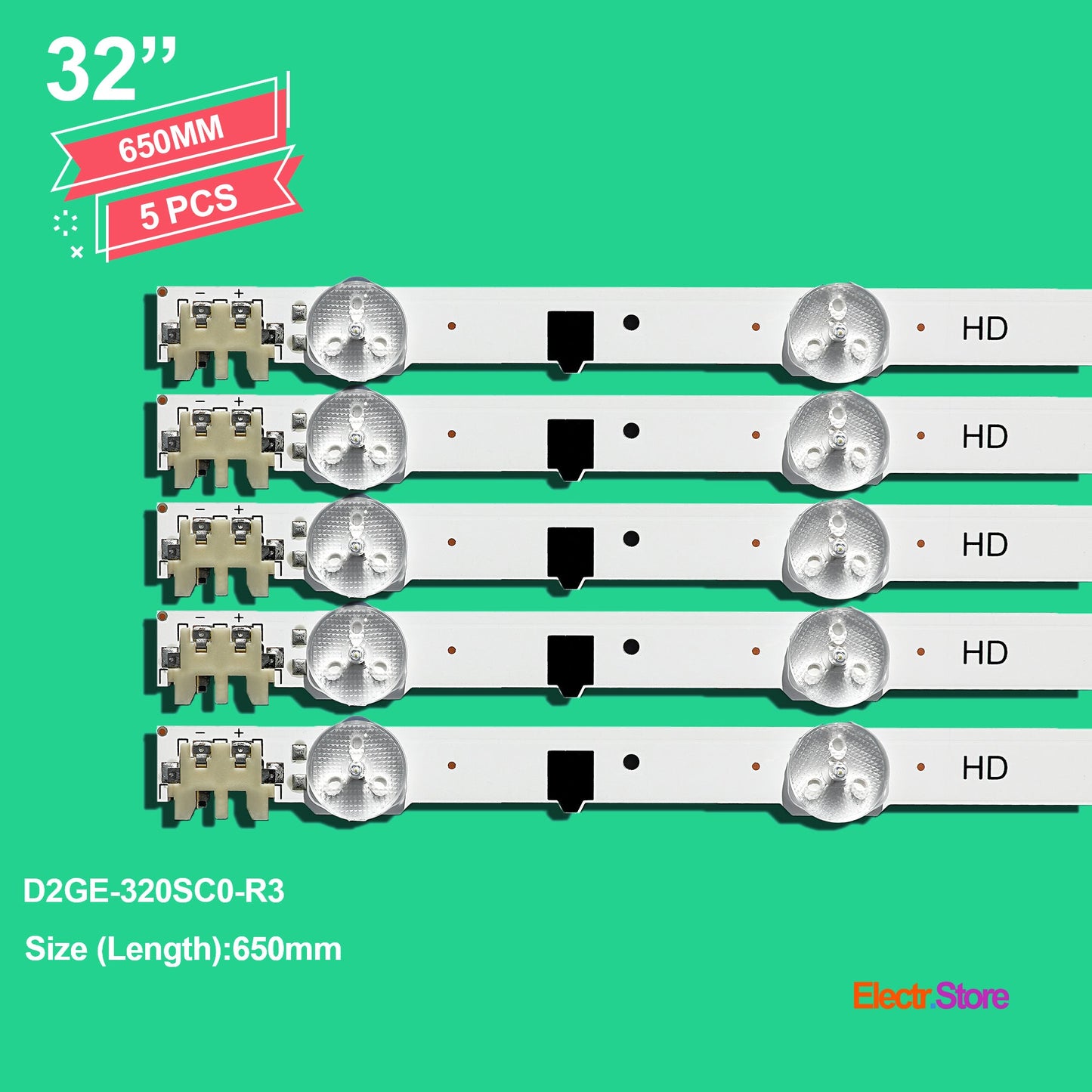 LED Backlight Strip Kits, 2013SVS32F, 2013SVS32H, BN96-28489A, BN96-25300A, BN96-25299A, D2GE-320SC0-R3 (5 pcs/kit), for TV 32" PANEL: CYHF320BGLV1H, CYHF320BGLV2H, CY-HF320CSLV1H, HF320AGH-C1, HF320AGH-R1 32" D2GE-320SC0-R3 LED Backlights Samsung Electr.Store