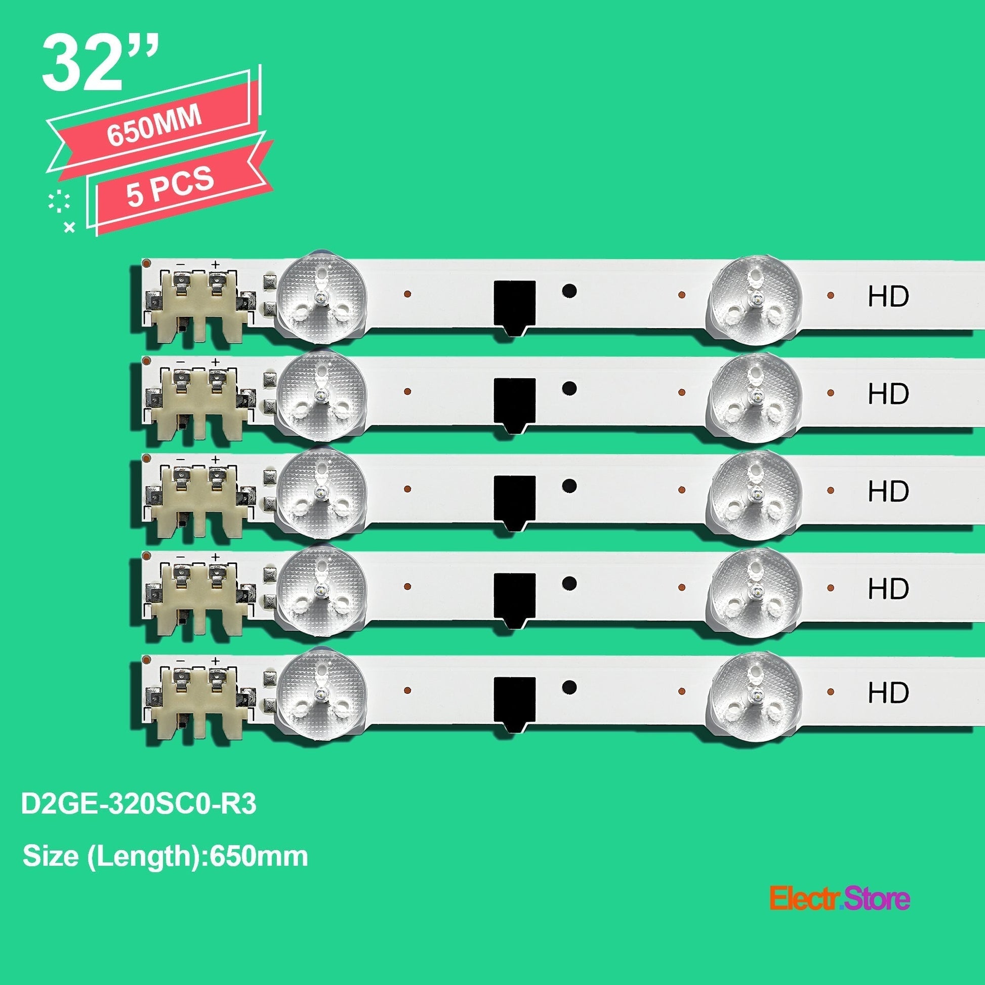 LED Backlight Strip Kits, 2013SVS32F, 2013SVS32H, BN96-28489A, BN96-25300A, BN96-25299A, D2GE-320SC0-R3 (5 pcs/kit), for TV 32" SAMSUNG: UE32F5070, UE32F6270, UE32F4570, UE32F5370 32" D2GE-320SC0-R3 LED Backlights Samsung Electr.Store