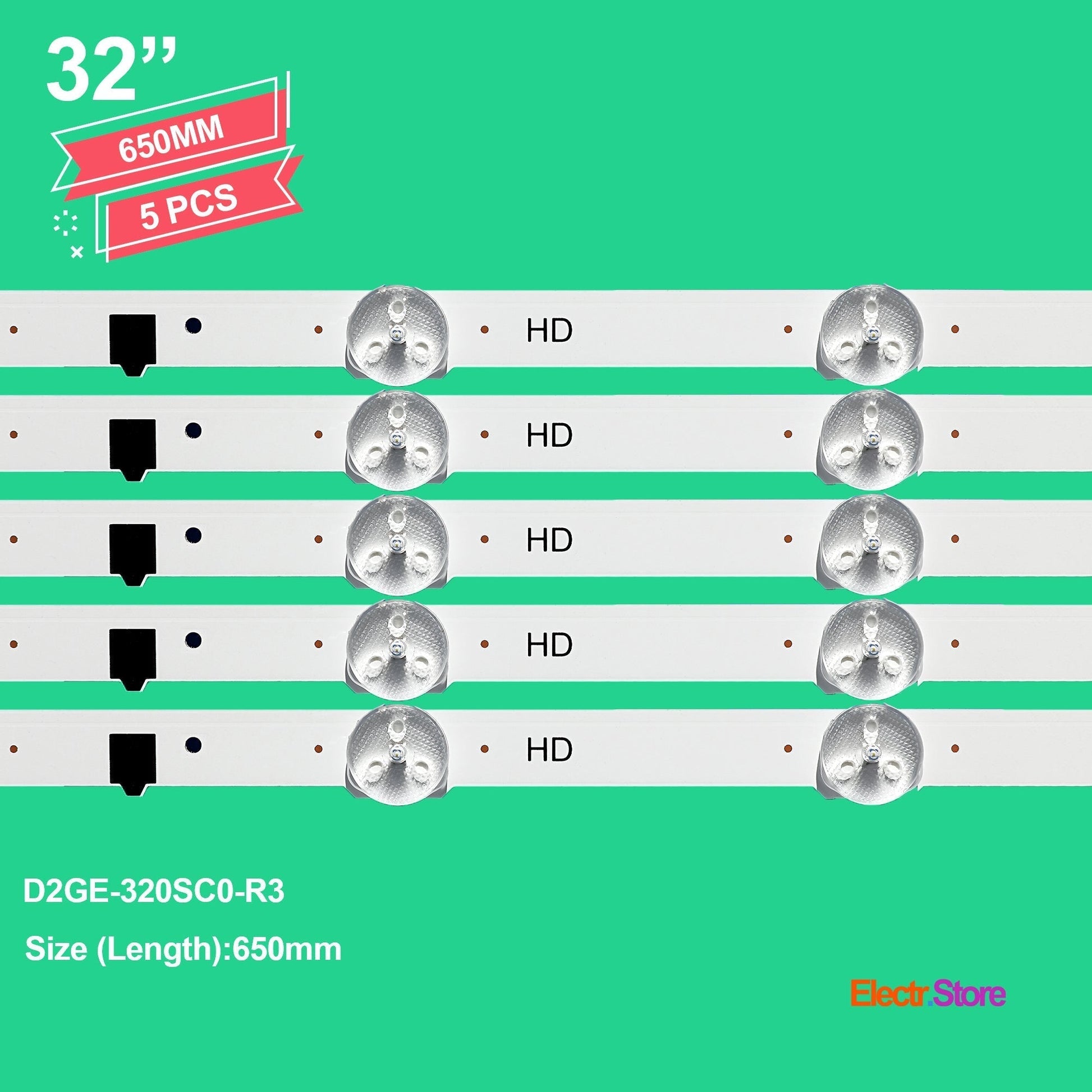 LED Backlight Strip Kits, 2013SVS32F, 2013SVS32H, BN96-28489A, BN96-25300A, BN96-25299A, D2GE-320SC0-R3 (5 pcs/kit), for TV 32" SAMSUNG: UE32F5070, UE32F6270, UE32F4570, UE32F5370 32" D2GE-320SC0-R3 LED Backlights Samsung Electr.Store