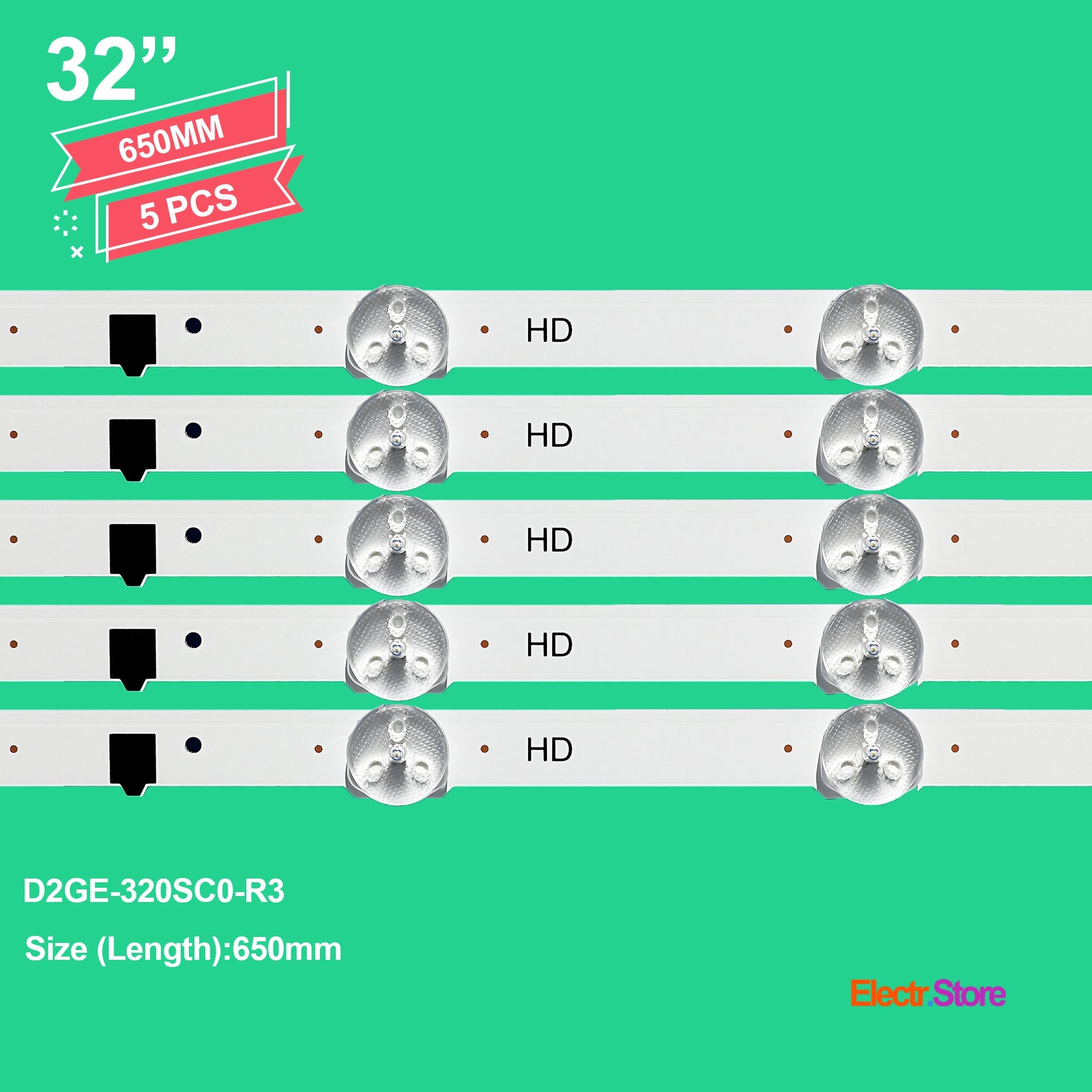 LED Backlight Strip Kits, 2013SVS32F, 2013SVS32H, BN96-28489A, BN96-25300A, BN96-25299A, D2GE-320SC0-R3 (5 pcs/kit), for TV 32" PANEL: CYHF320BGLV1H, CYHF320BGLV2H, CY-HF320CSLV1H, HF320AGH-C1, HF320AGH-R1 32" D2GE-320SC0-R3 LED Backlights Samsung Electr.Store