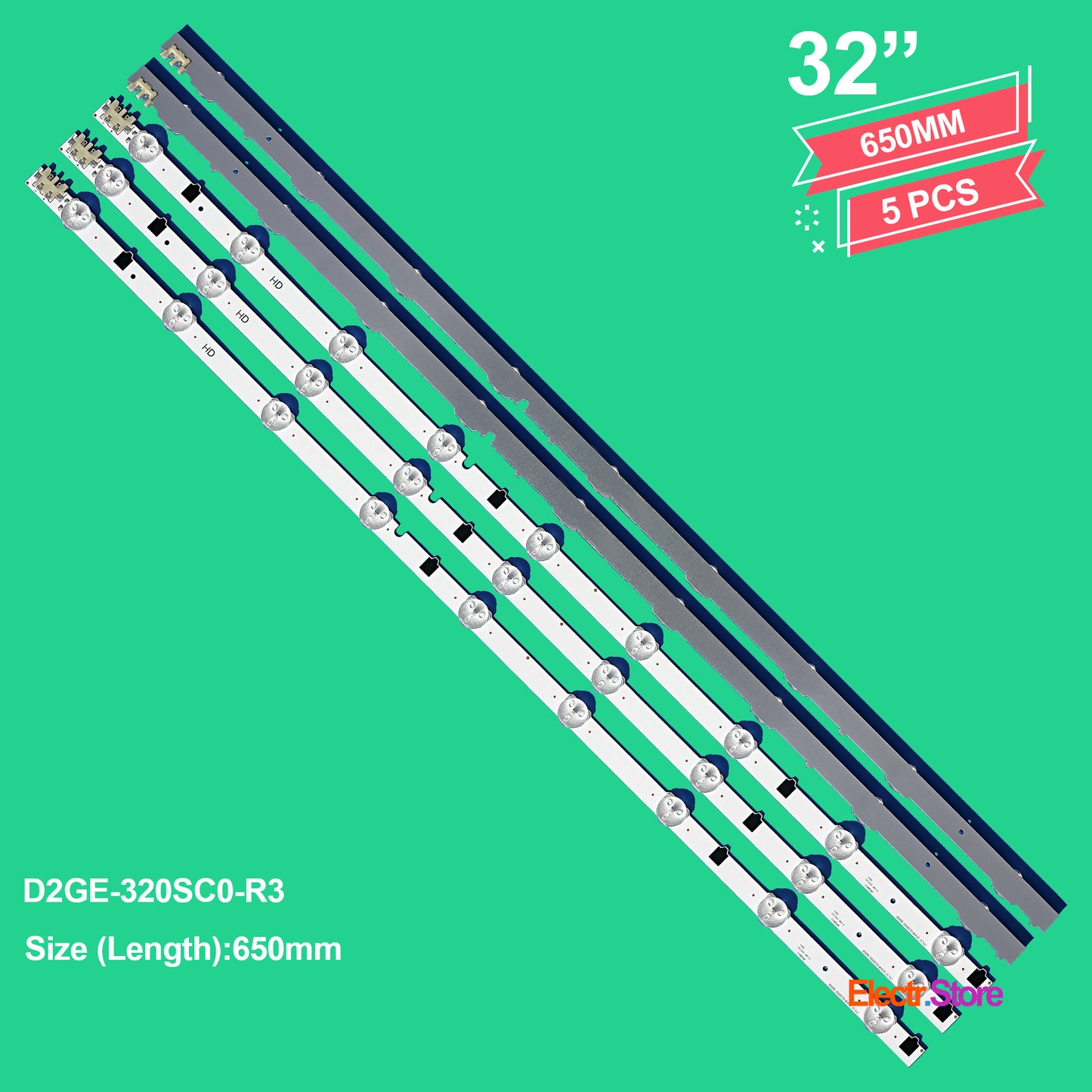 LED Backlight Strip Kits, 2013SVS32F, 2013SVS32H, BN96-28489A, BN96-25300A, BN96-25299A, D2GE-320SC0-R3 (5 pcs/kit), for TV 32" 32" D2GE-320SC0-R3 LED Backlights Samsung Electr.Store