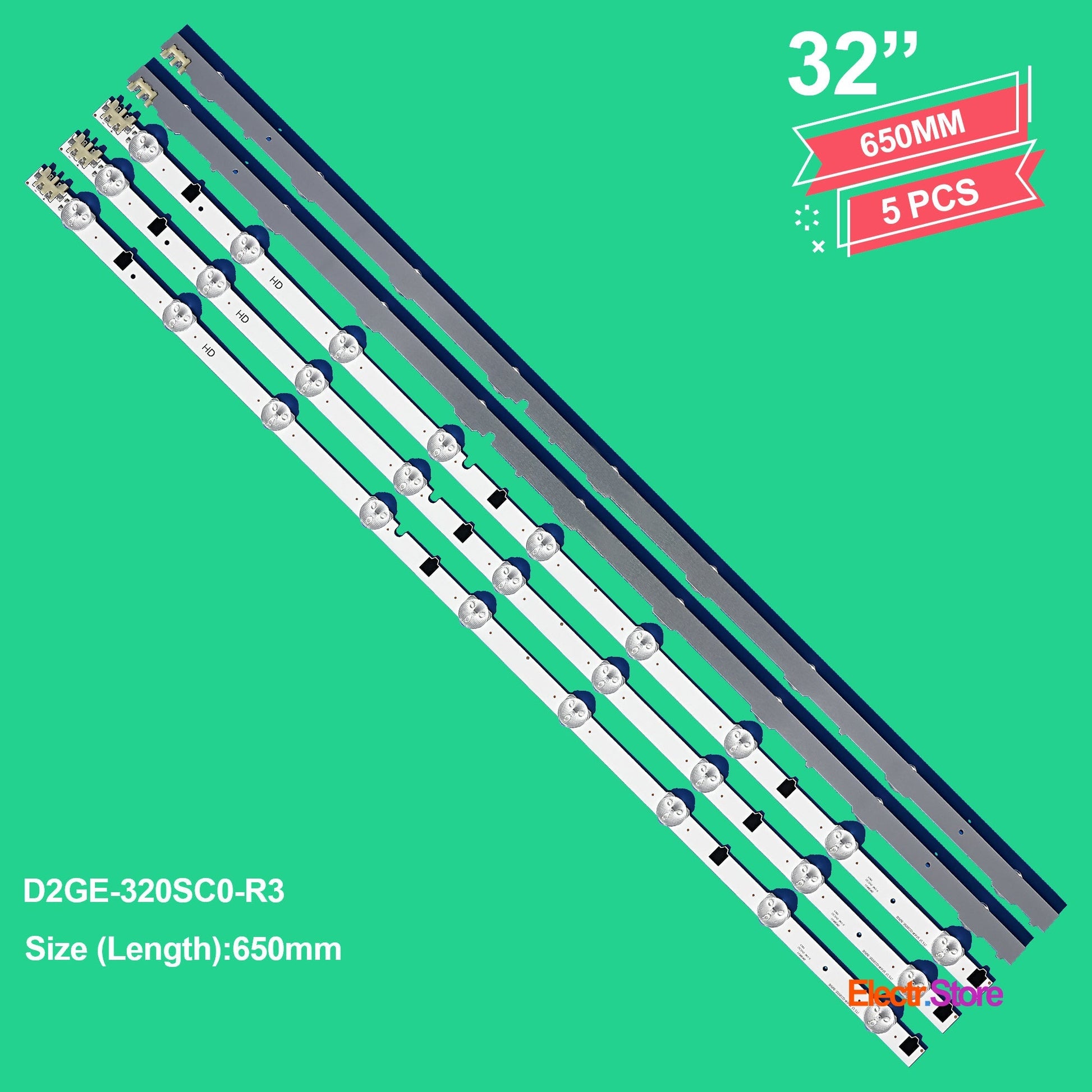 LED Backlight Strip Kits, 2013SVS32F, 2013SVS32H, BN96-28489A, BN96-25300A, BN96-25299A, D2GE-320SC0-R3 (5 pcs/kit), for TV 32" SAMSUNG: HG32NB690PF, UE32F5000AF, UE32F5050AF, UE32F5300AF 32" D2GE-320SC0-R3 LED Backlights Samsung Electr.Store