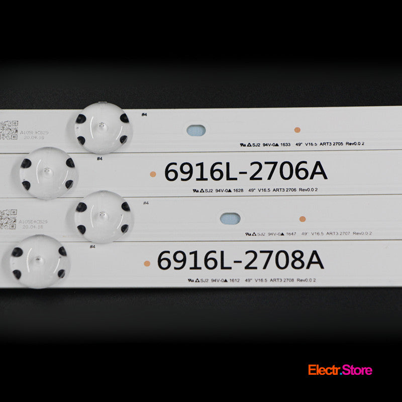 LED Backlight Strip Kits, UHD V16.5 LEFT/RIGHT, 6916L-2705A-2706A-2707A-2708A, AGF79047201, AGF79047401 (8 pcs/kit), for TV 49" LG: 49LW340H, 49LF5400, 49LF5100, 49LX300C 49" 6916L-2705A 6916L-2706A 6916L-2707A 6916L-2708A LED Backlights LG UHD V16.5 Electr.Store