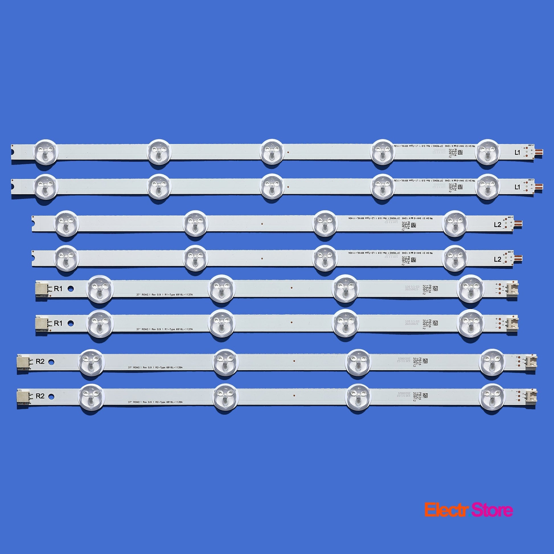 LED Backlight Strip Kits, 37"ROW2.1 Rev0.9 1, AGF78400301, 6916L-1137A, 6916L-1138A, 6916L-1139A, 6916L-1140A (8 pcs/kit), for TV 37" LG: 37LN570, 37LN549E, 37LN549C, 37LN5403, 37LN5405 37" 37"ROW2.1 6916L-1137A 6916L-1138A 6916L-1139A 6916L-1140A LED Backlights LG Electr.Store