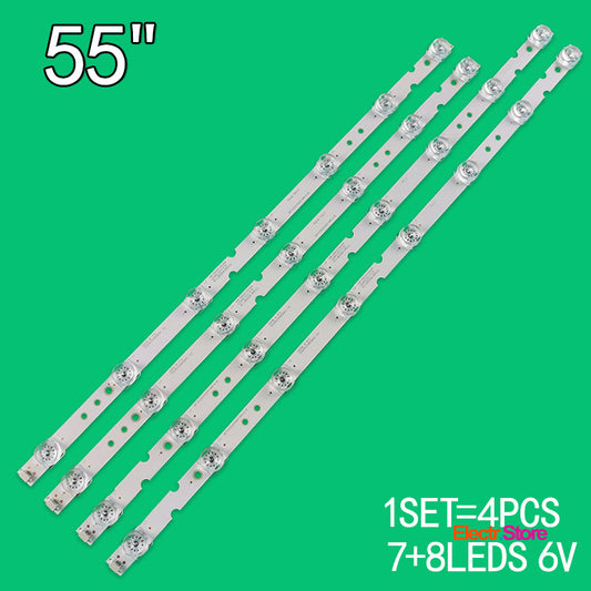 LED Backlight Strip Kits, 55HR330M08A2 V2, 55HR330M07B2 V2, 4C-LB5508-HR03J, 4C-LB5507-HR03J (4 pcs/kit), for TV 55" Panel: LVU550NDEL 4C-LB5507-HR03J 4C-LB5508-HR03J 55" 55HR330M07B2 V2 55HR330M08A2 V2 LED Backlights Multi Others TCL THOMSON Electr.Store