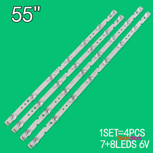 LED Backlight Strip Kits, 55HR330M08A2 V2, 55HR330M07B2 V2, 4C-LB5508-HR03J, 4C-LB5507-HR03J (4 pcs/kit), for TV 55" THOMSON: 55U3800C, 55UC6006, 55UC6406, 55UC6416 4C-LB5507-HR03J 4C-LB5508-HR03J 55" 55HR330M07B2 V2 55HR330M08A2 V2 LED Backlights Multi Others TCL THOMSON Electr.Store