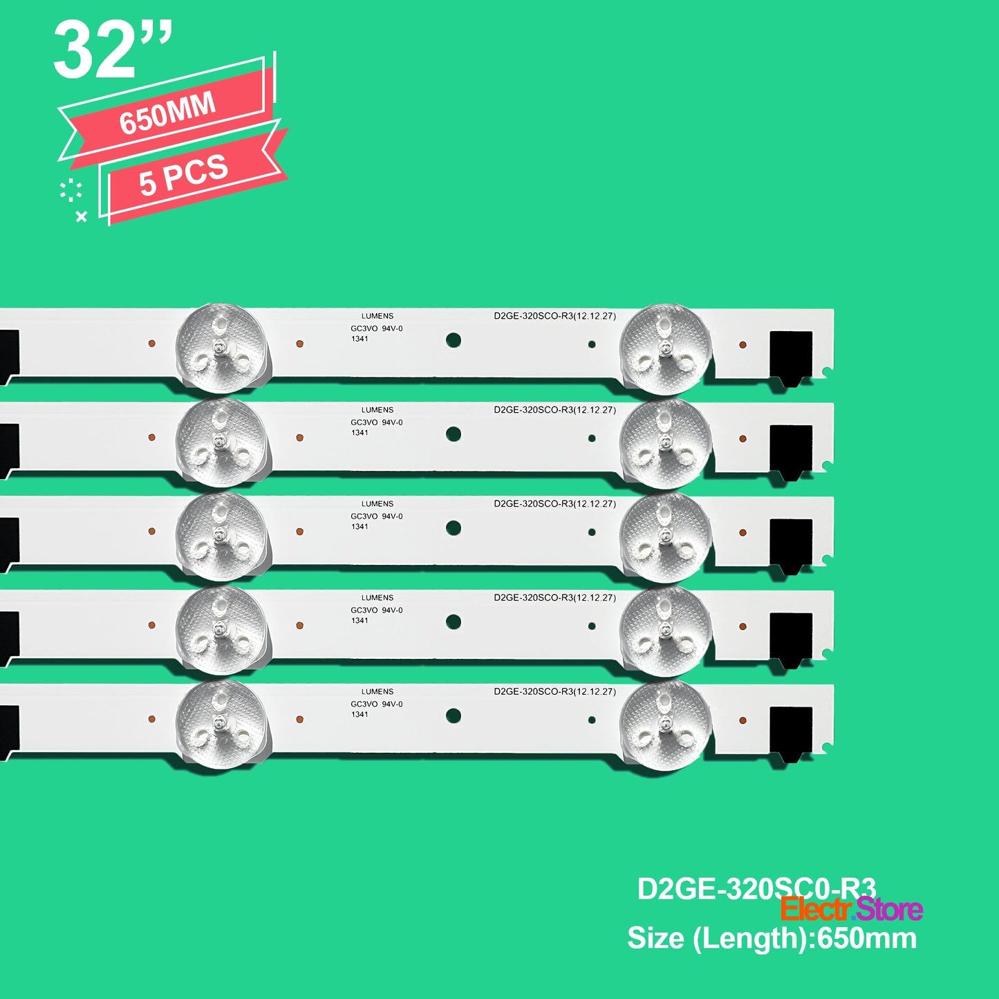 LED Backlight Strip Kits, 2013SVS32F, 2013SVS32H, BN96-28489A, BN96-25300A, BN96-25299A, D2GE-320SC0-R3 (5 pcs/kit), for TV 32" SAMSUNG: HG32NB690PF, UE32F5000AF, UE32F5050AF, UE32F5300AF 32" D2GE-320SC0-R3 LED Backlights Samsung Electr.Store