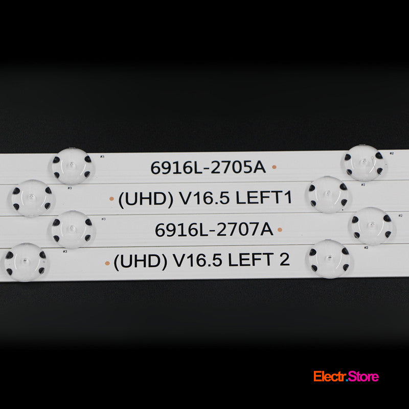 LED Backlight Strip Kits, UHD V16.5 LEFT/RIGHT, 6916L-2705A-2706A-2707A-2708A, AGF79047201, AGF79047401 (8 pcs/kit), for TV 49" PANEL: LC490DGE-FJM2, LC490DGE-FJM5 49" 6916L-2705A 6916L-2706A 6916L-2707A 6916L-2708A LED Backlights LG UHD V16.5 Electr.Store