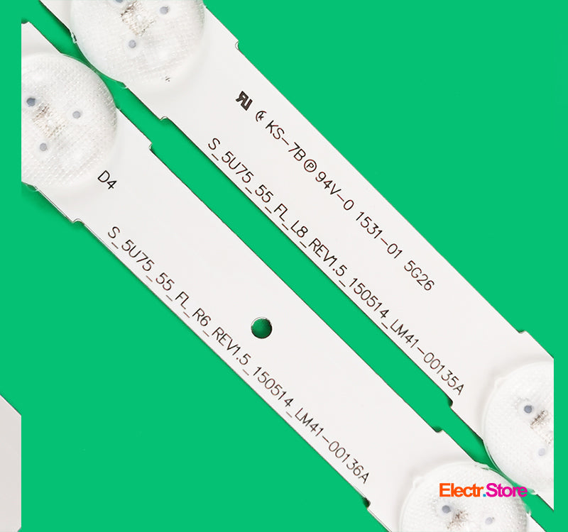 LED Backlight Strip Kits, LM41-00135A, LM41-00136A, V5DU-550DCA-R1, V5DU-550DCB-R1 (12 pc/kit), for TV 55" SUMSANG: UE55KU6020, UE55KU6099, UE55KU6072, UE55KU7350 55" LED Backlights LM41-00135A LM41-00136A S_5U75_55_FL Samsung V5DU-550DCA-R1 V5DU-550DCB-R1 Electr.Store